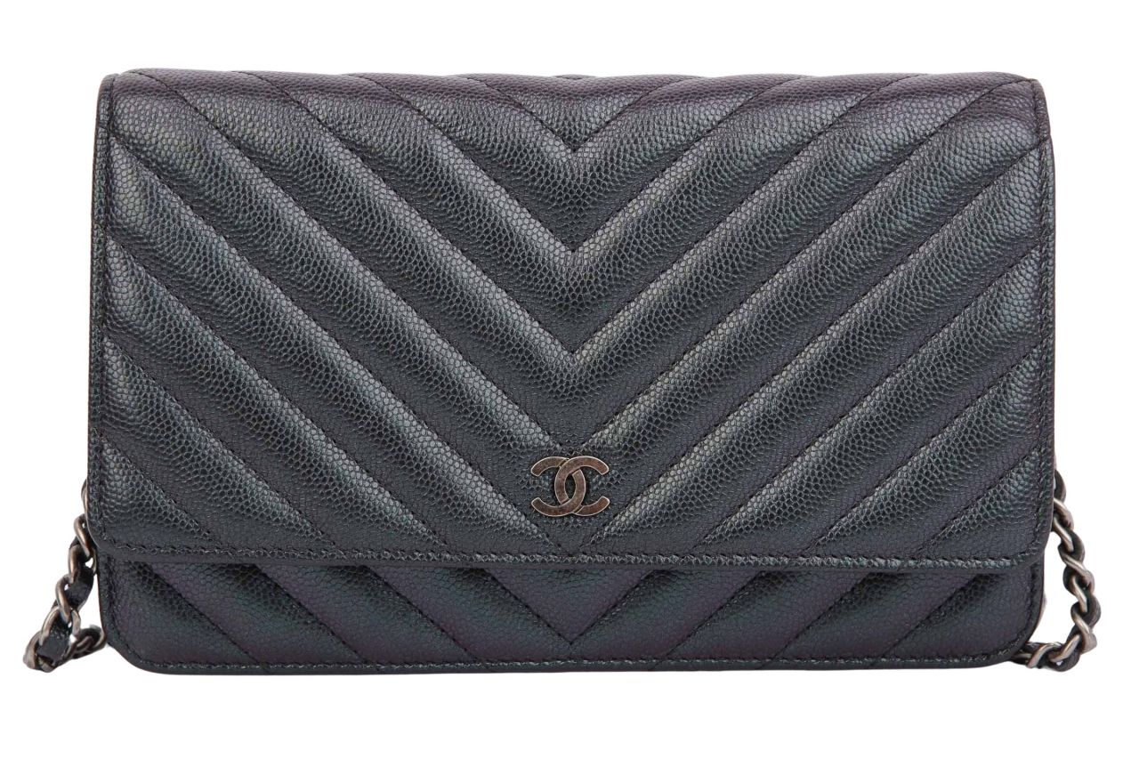 Chanel Wallet on Chain Kaviarleder Schwarz Metallic