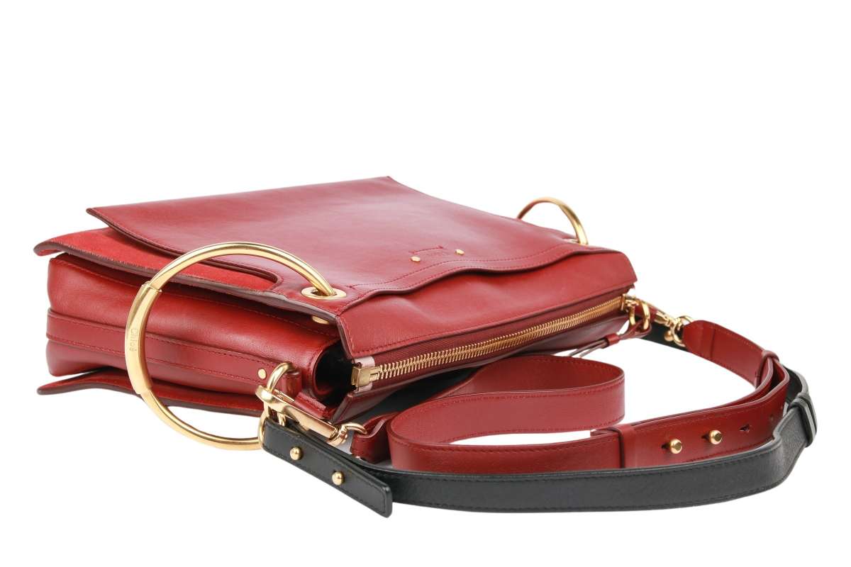 Chloé Roy Large Schultertasche Kalbsleder Dunkelrot | Luxussachen.com
