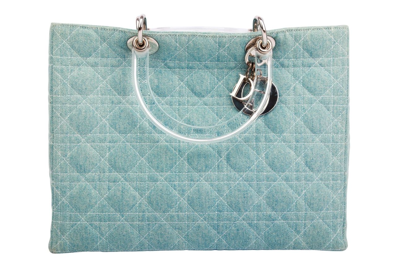 Dior Lady Dior Large Denim Blau