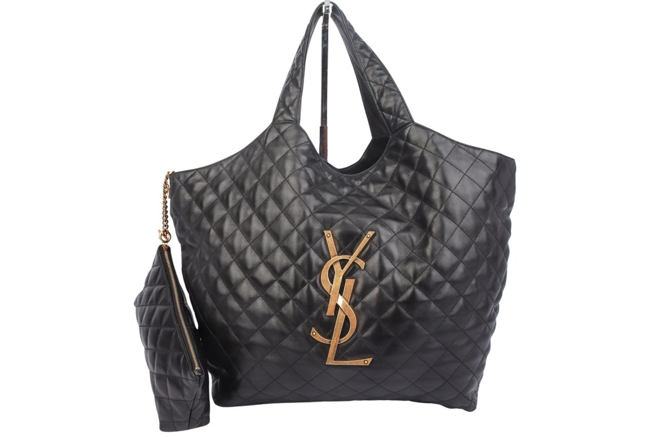 Saint Laurent Icare Maxi Shopper Schwarz Leder