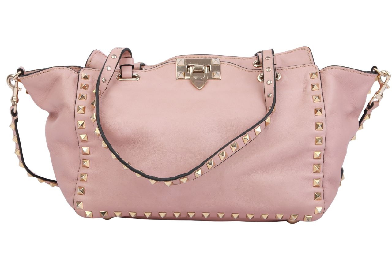 Valentino Rockstud Bag Small Rosa Leder