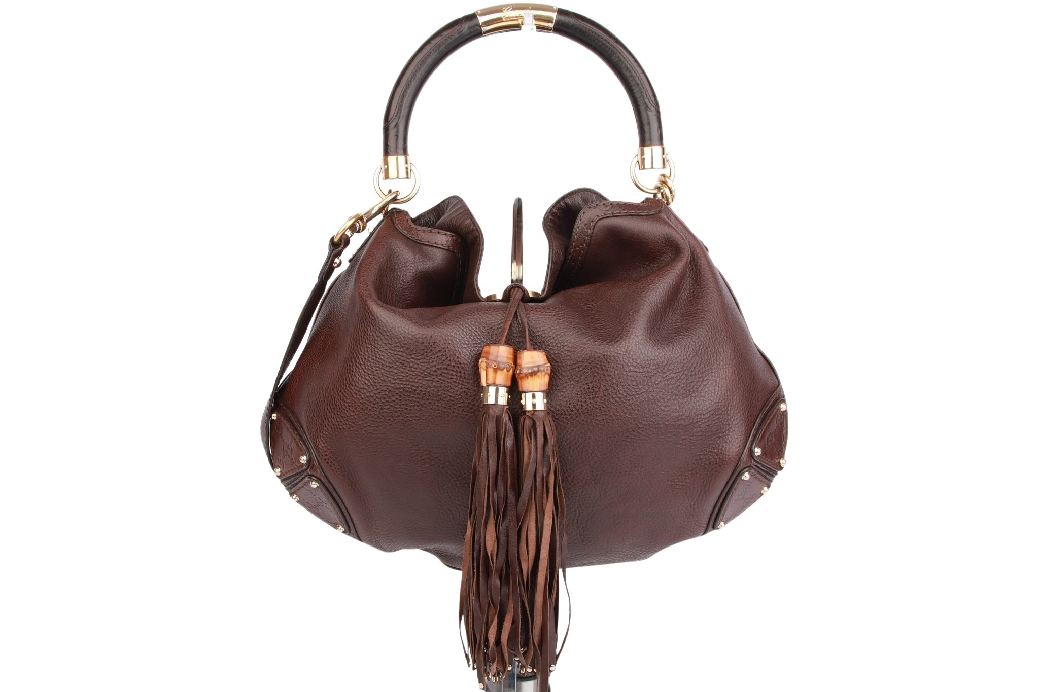 Gucci Indy Bamboo Shopper Leder Braun
