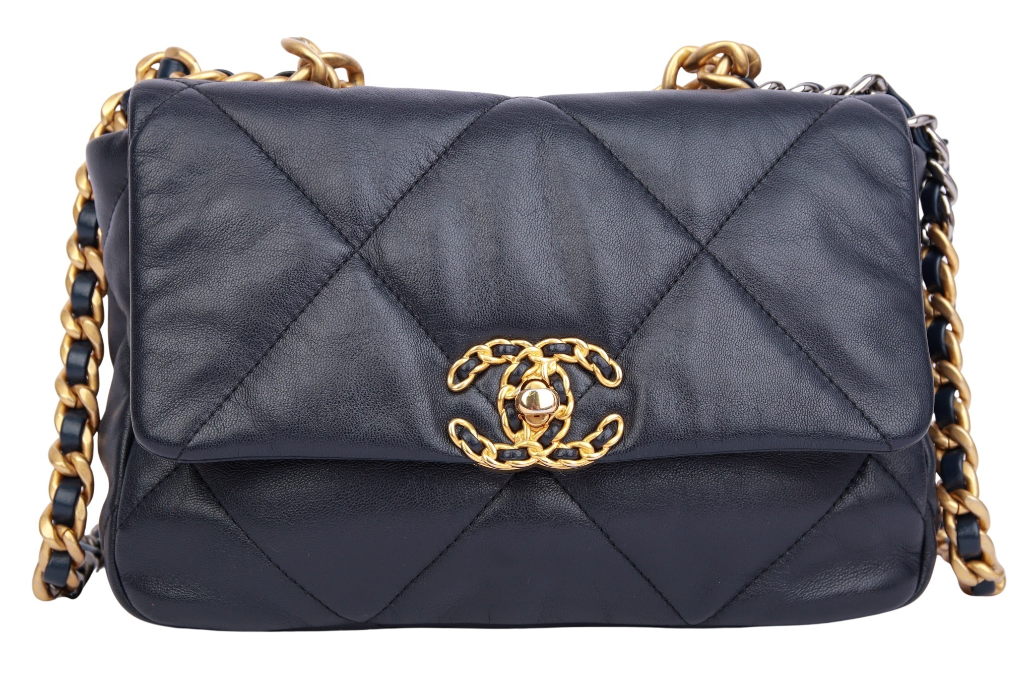 Chanel 19 Flap Bag Small Blau Leder