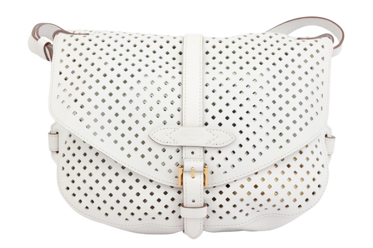 Louis Vuitton Saumur 30 White Flore Perforated Leather