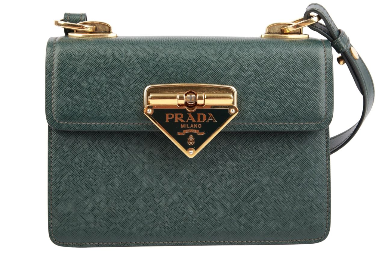 Prada Saffiano Crossbody Tasche Petrolgrün