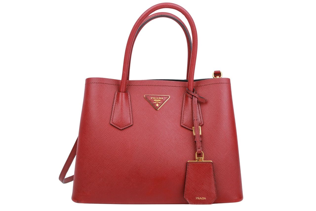 Prada Double Bag Medium Dunkelrot