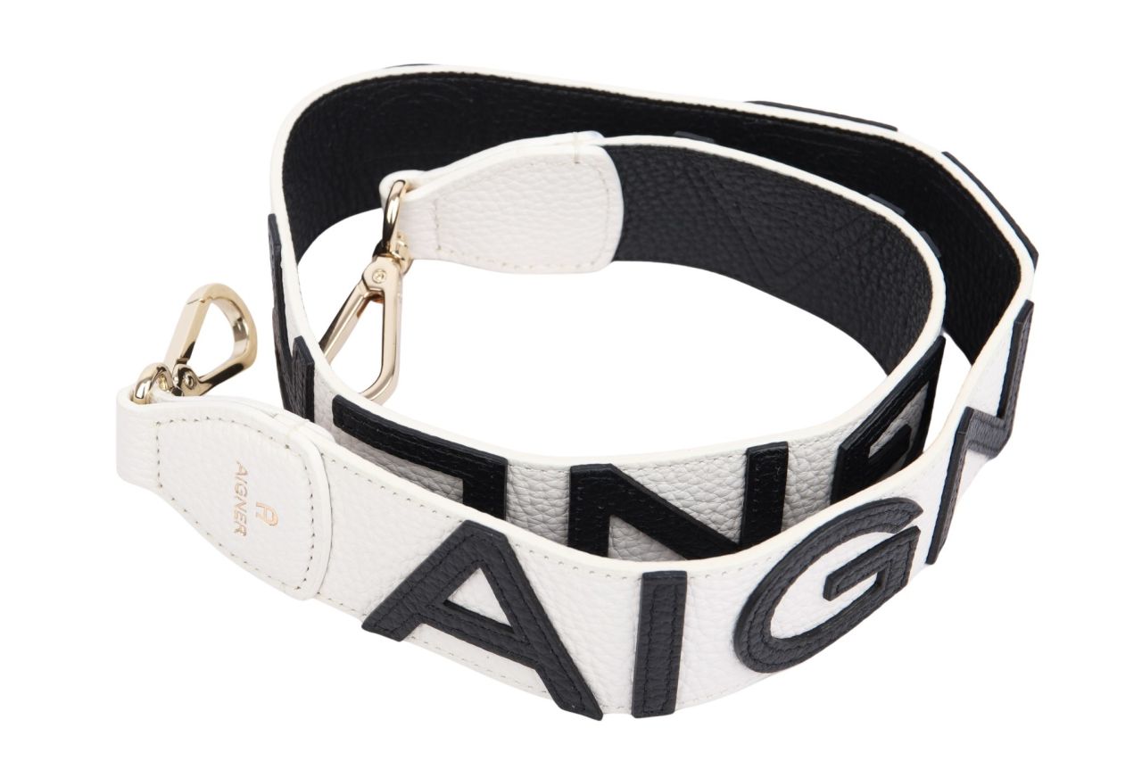 Aigner Schulterriemen Schwarz / Weiß Leder