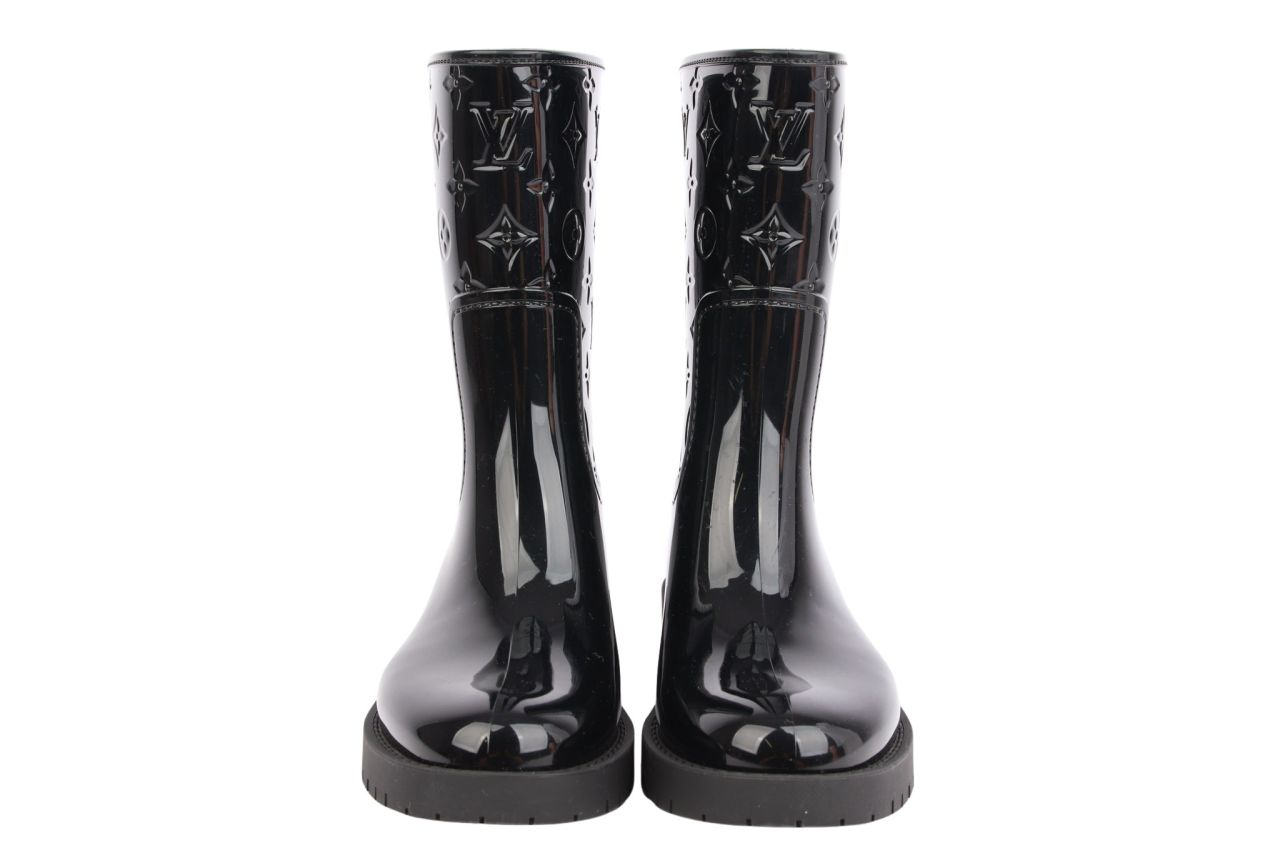 Louis Vuitton Drops Gummistiefel Lack Schwarz Gr. 39