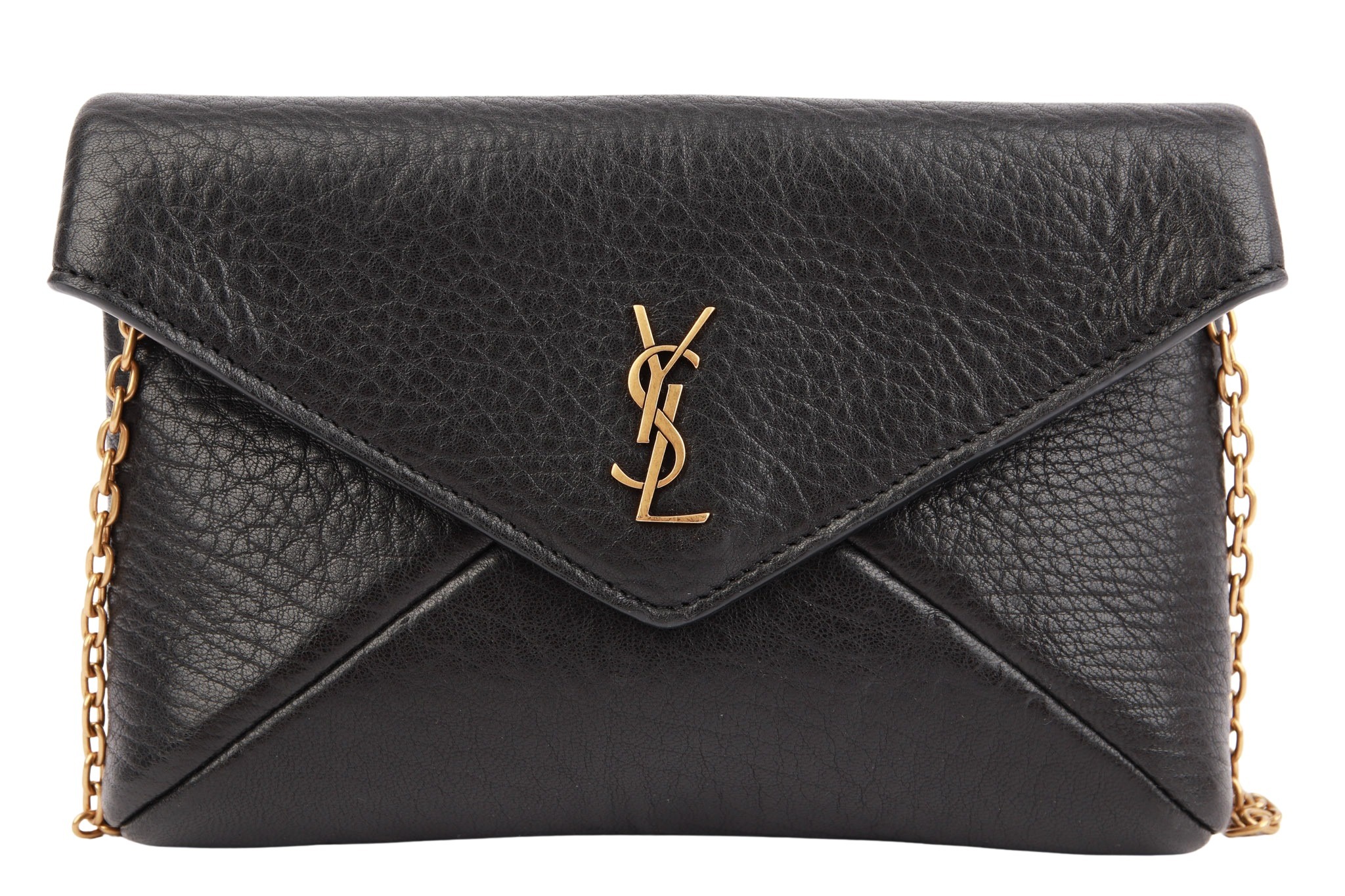 Saint Laurent Kleine Cassandre Ketten-Pochette Leder Schwarz