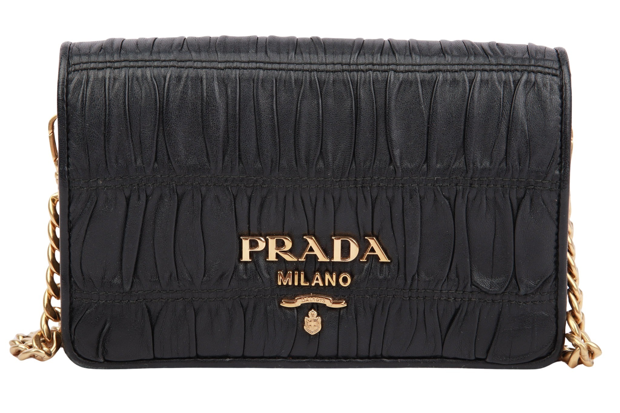 Prada Gaufre Leather Small Crossbody Schwarz