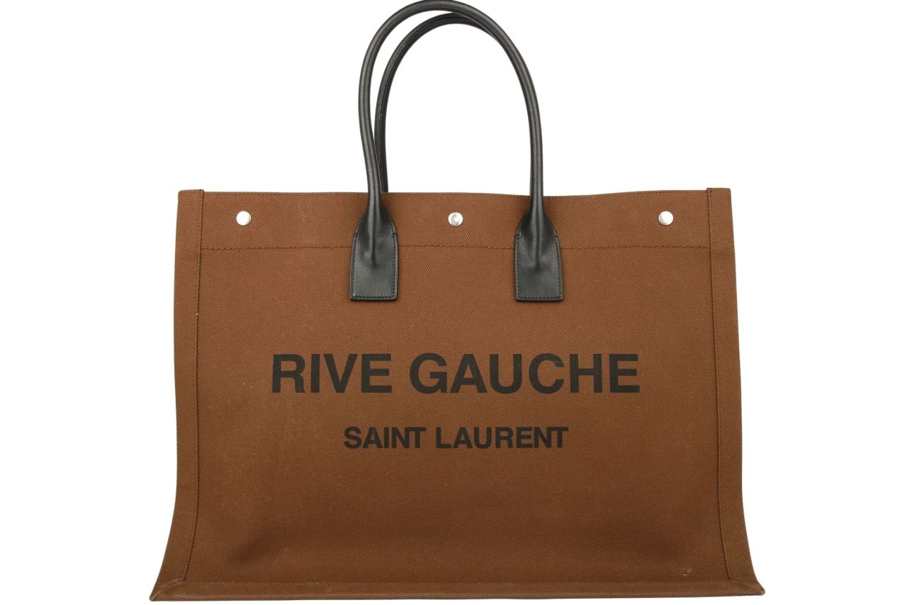 Saint Laurent Rive Gauche Tote Bag Khaki / Schwarz