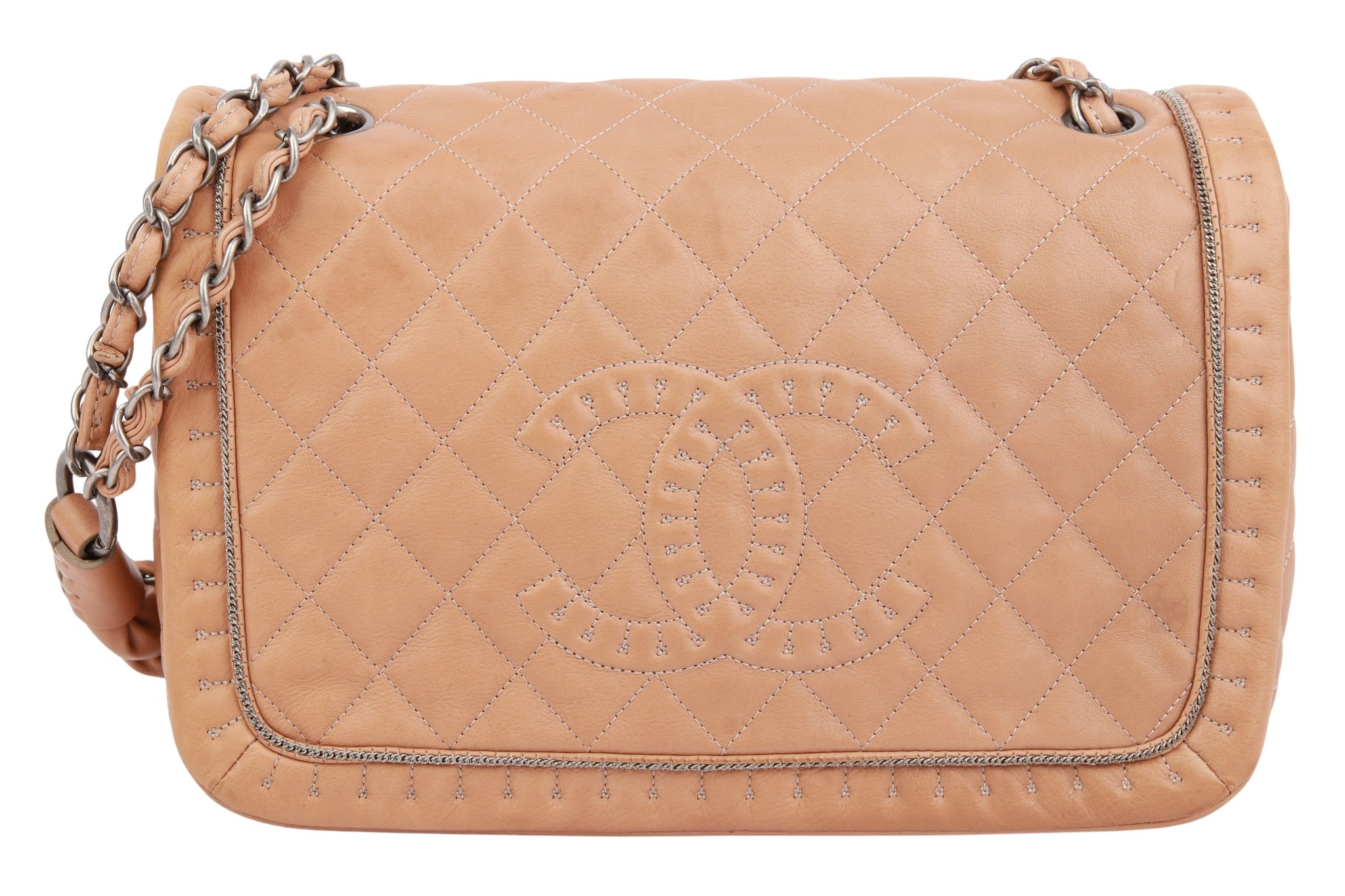 Chanel CC Quilted Shoulder Bag Beige