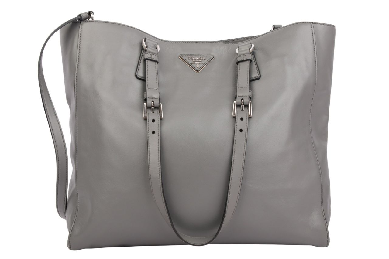 Prada Shopper Leder Grau