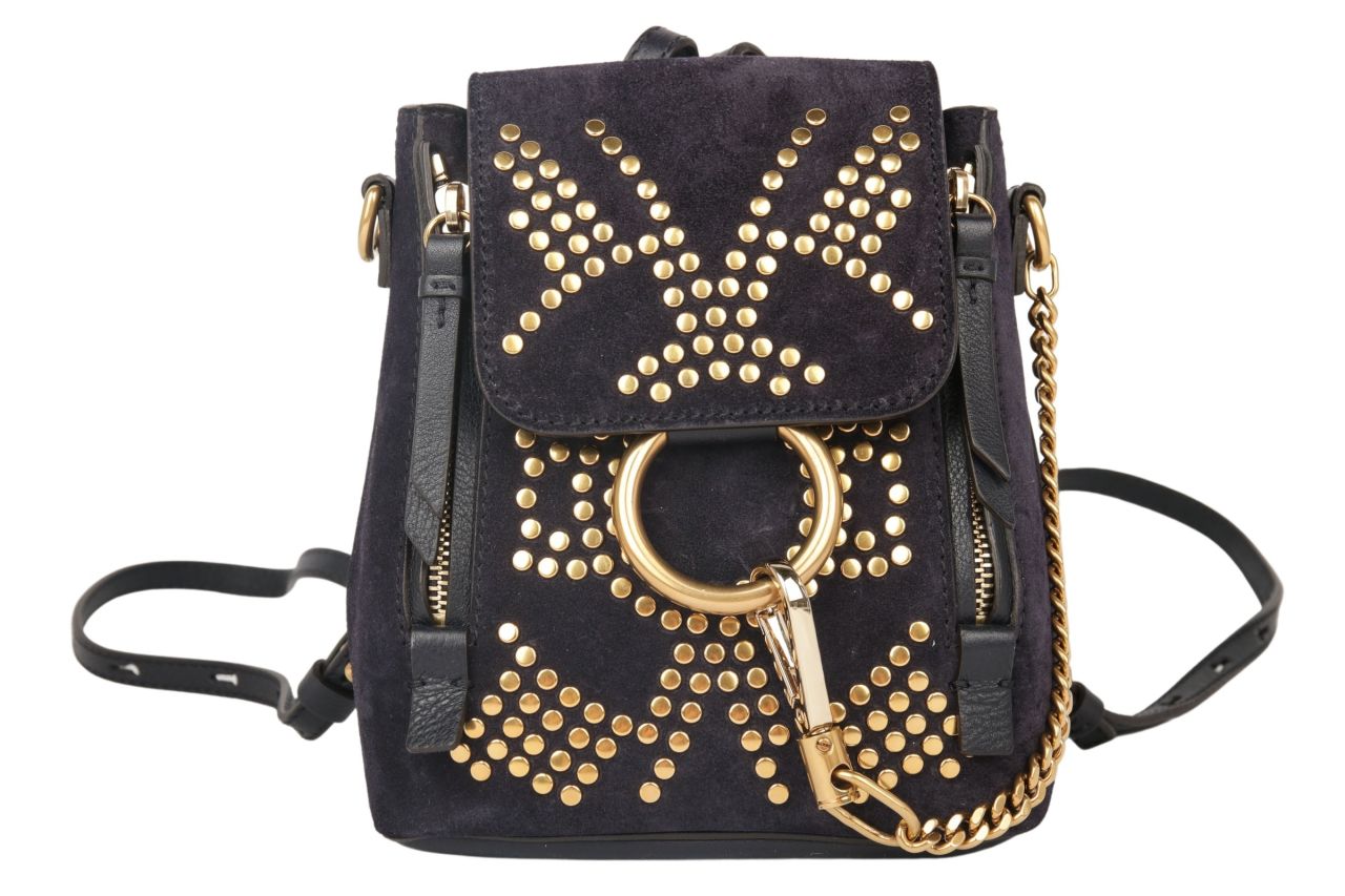 Chloé Faye Mini Studded Leather/Suede Backpack