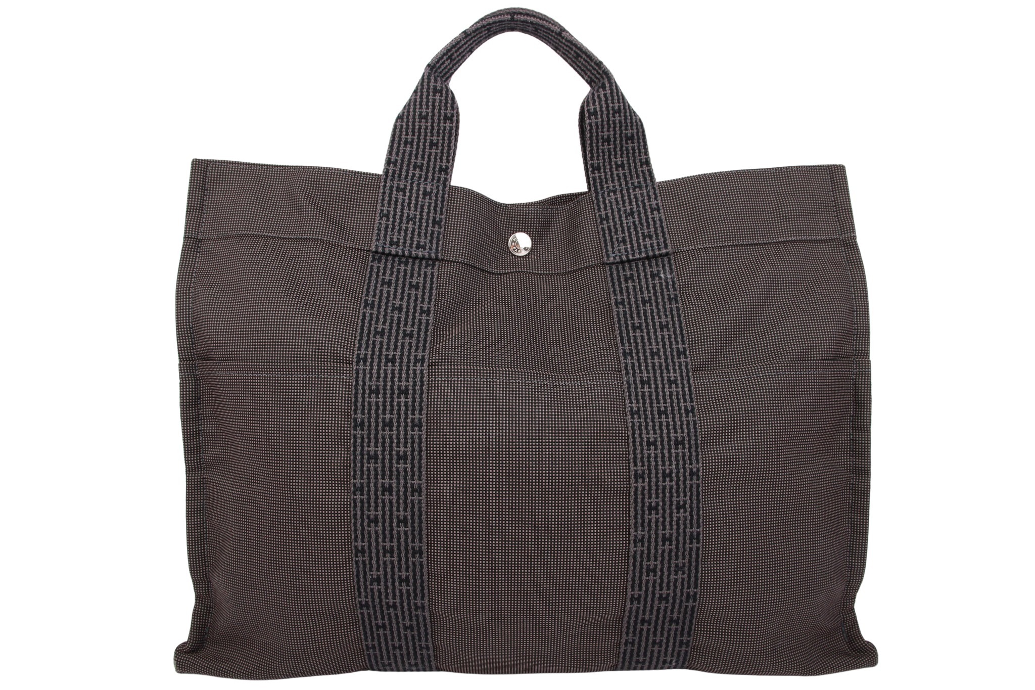Hermès New Canvas Große Tote Bag Dunkelgrau