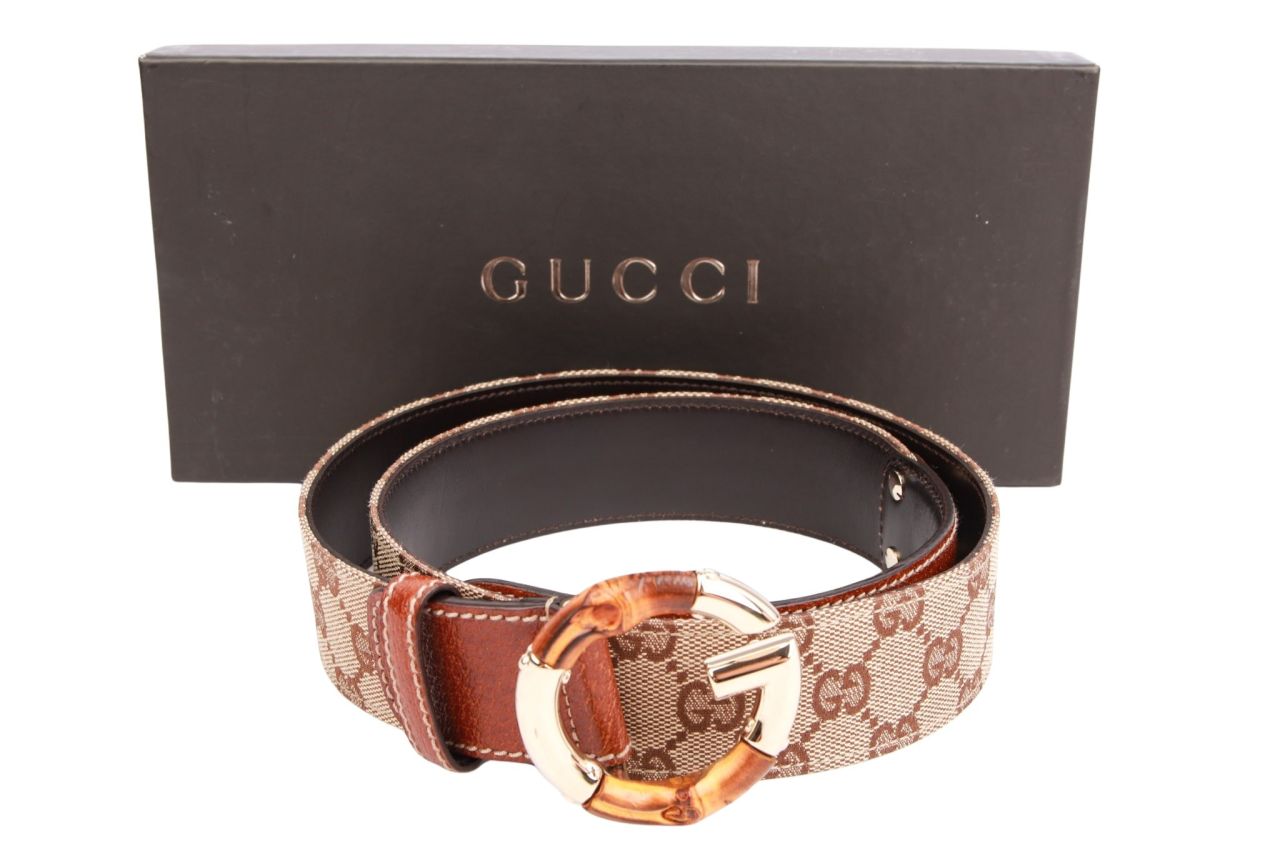 Gucci Gürtel Bamboo Leder Braun Gr. 90
