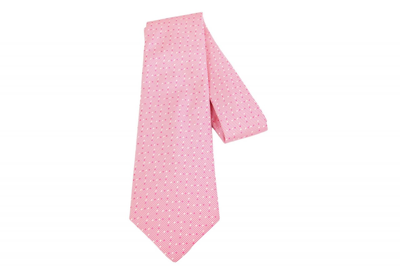 Hermès Krawatte Stripes & Dots Pink
