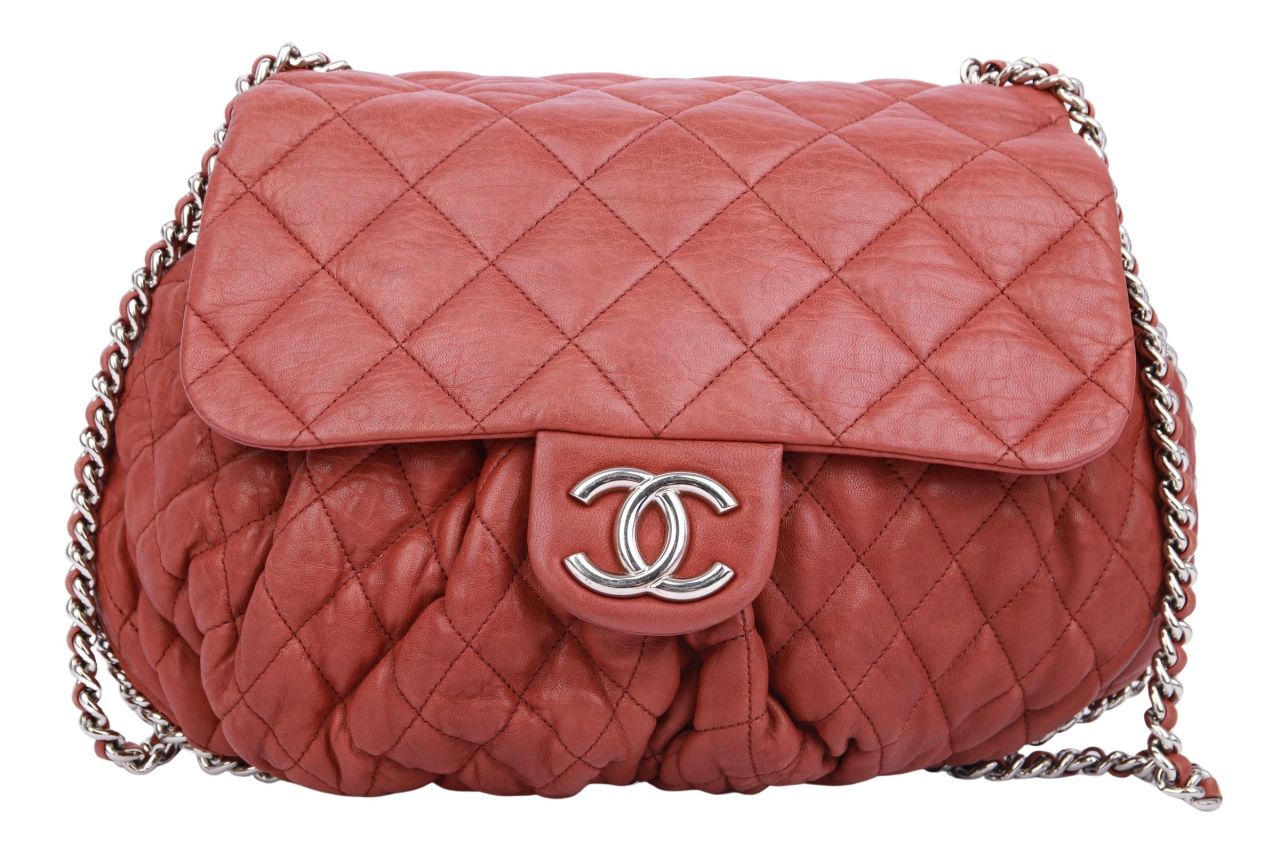Chanel Chain Around Crossbody Leder Dunkelrot