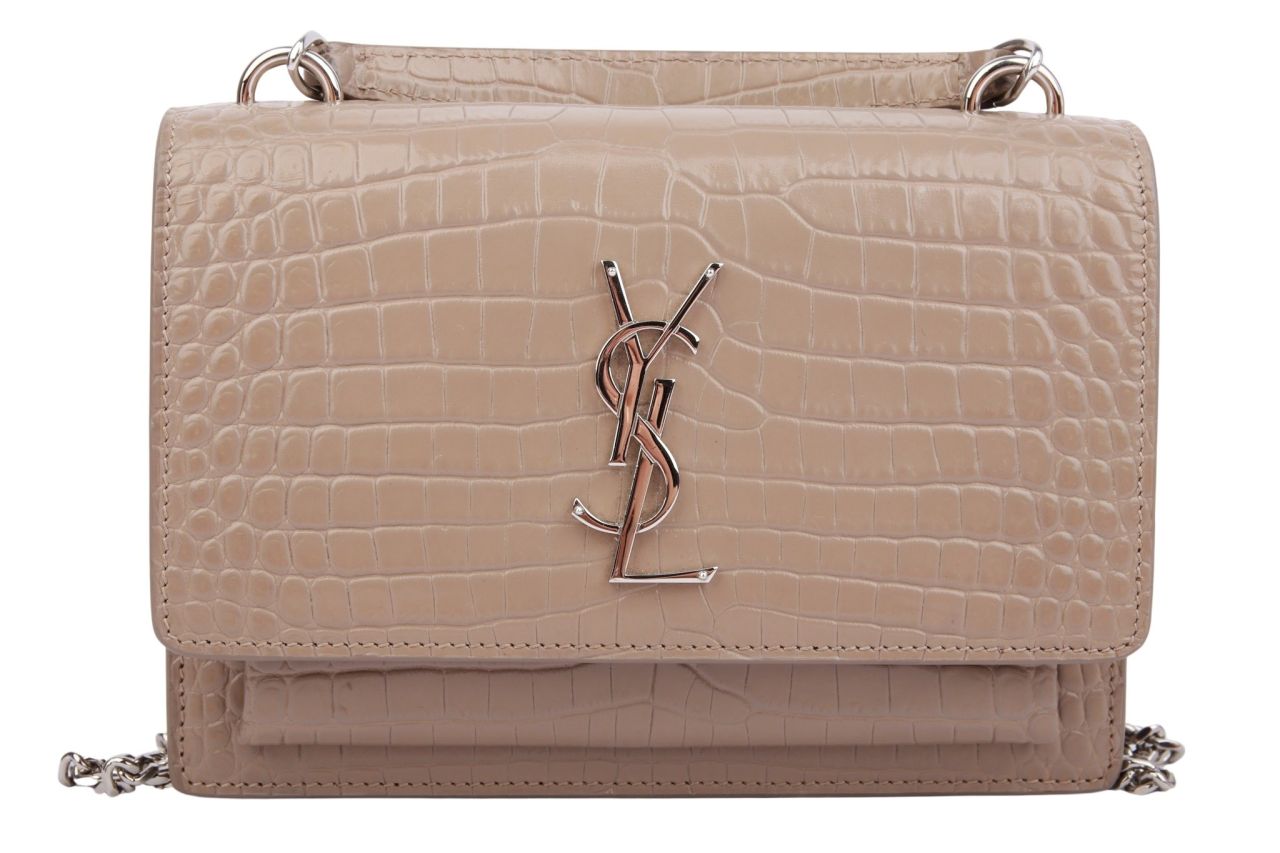 Saint Laurent Sunset Small Kroko Taupe