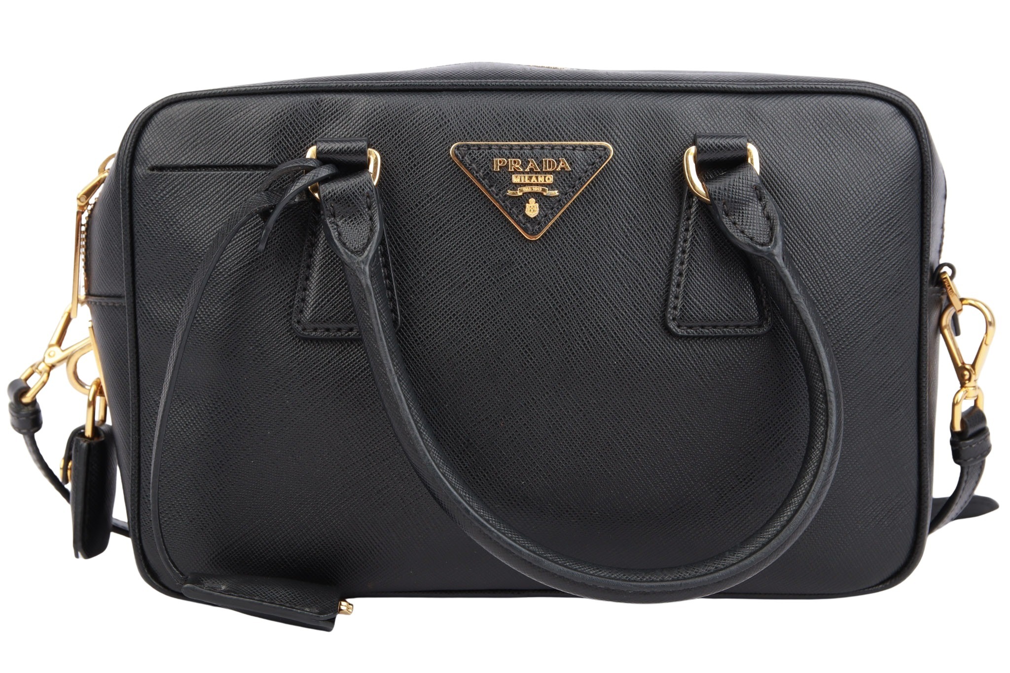 Prada Bauletto Saffiano Leder Schwarz