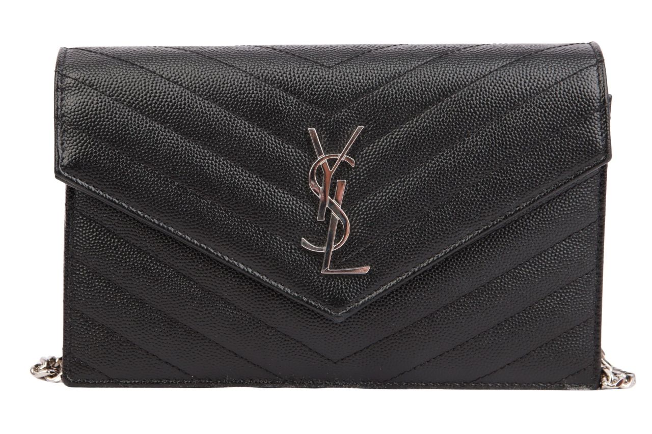 Saint Laurent Cassandre Wallet On Chain Schwarz