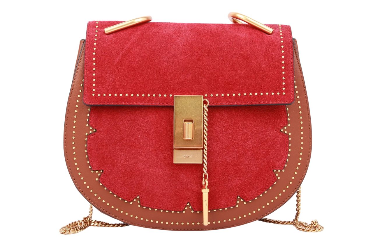 Chloé Drew Medium Two Tone Leder Rot / Braun