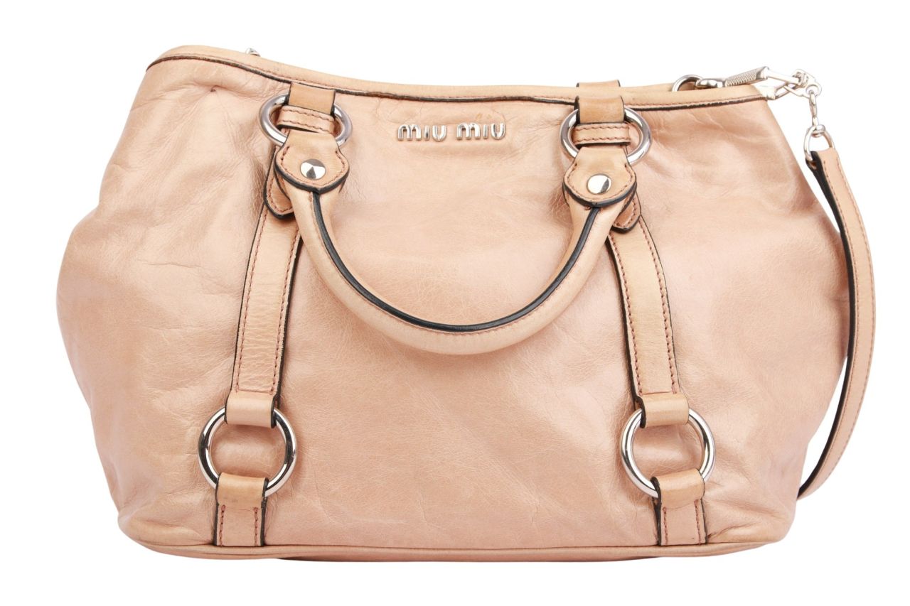 Miu Miu Vitello Lux Bow Bag Beige