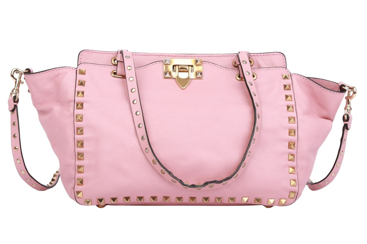 Valentino Rockstud Bag Small Rosa Leder