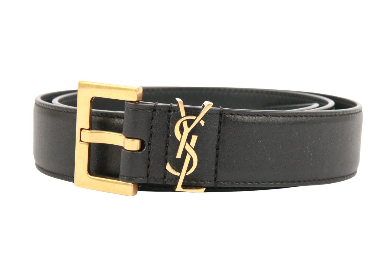 Saint Laurent Cassandre Gürtel Schwarz Leder Gr. 80