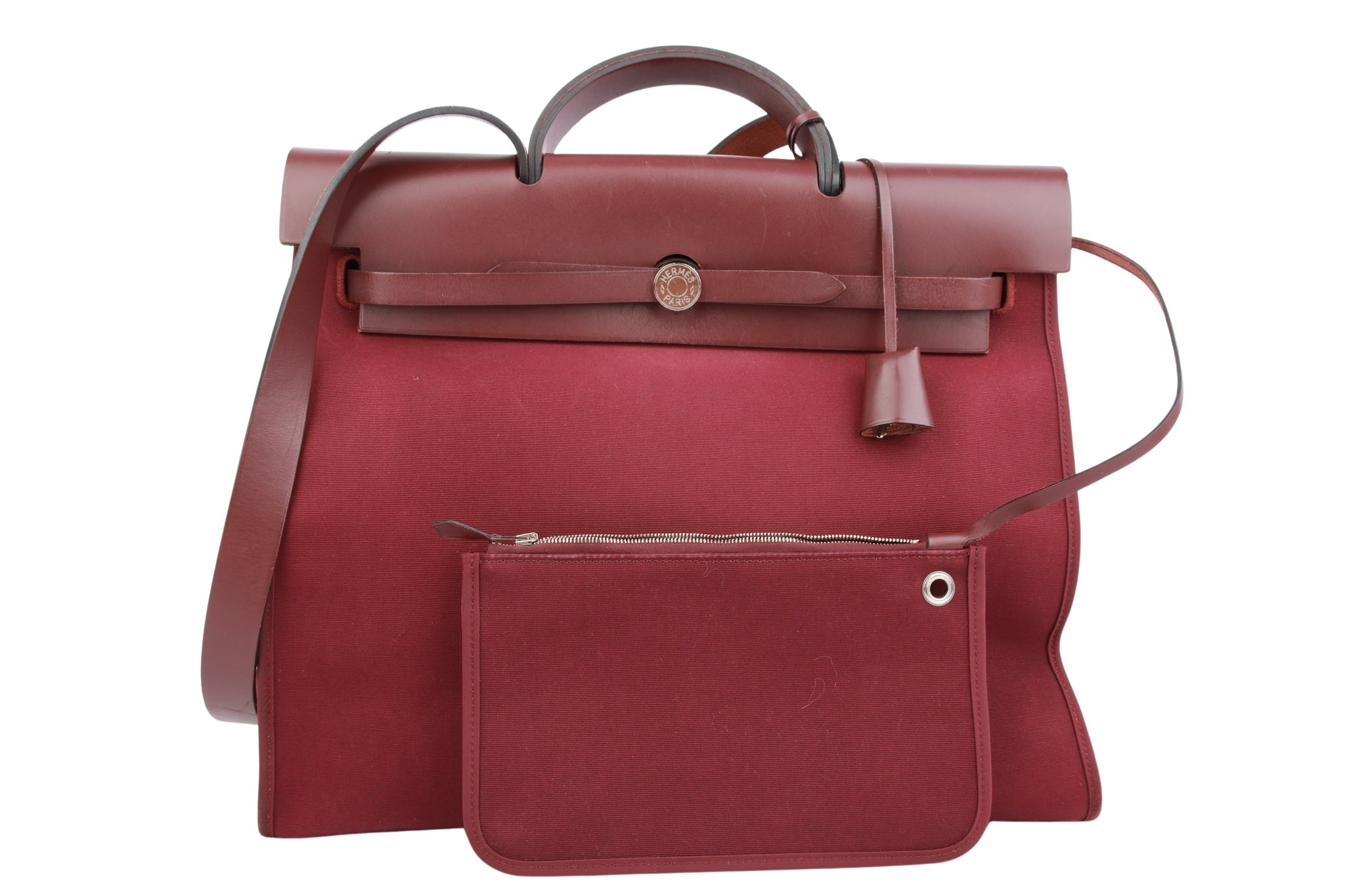 Hermès Herbag Leinen Handtasche Bordeaux