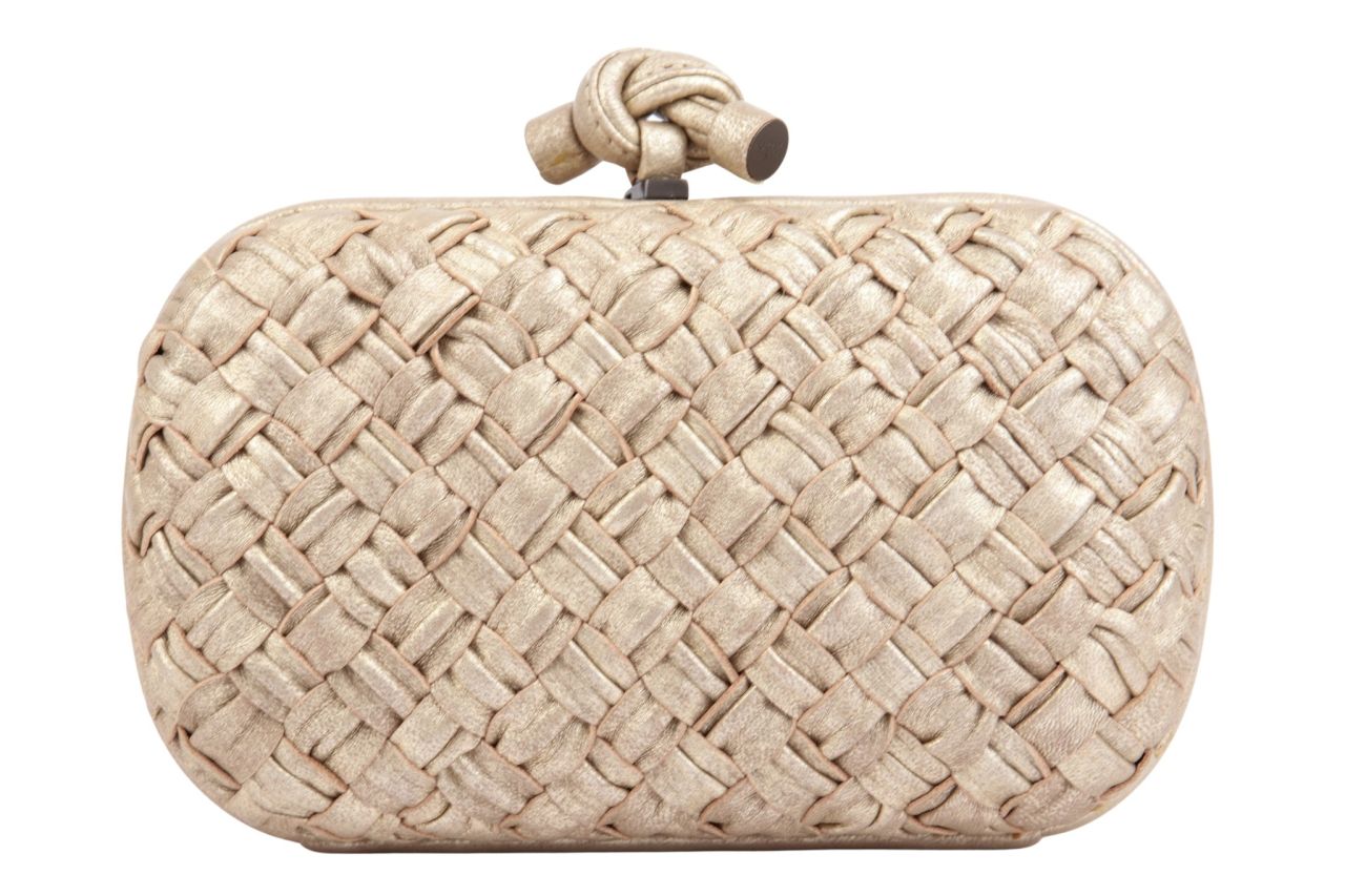 Bottega Veneta Knot Leder Clutch Gold