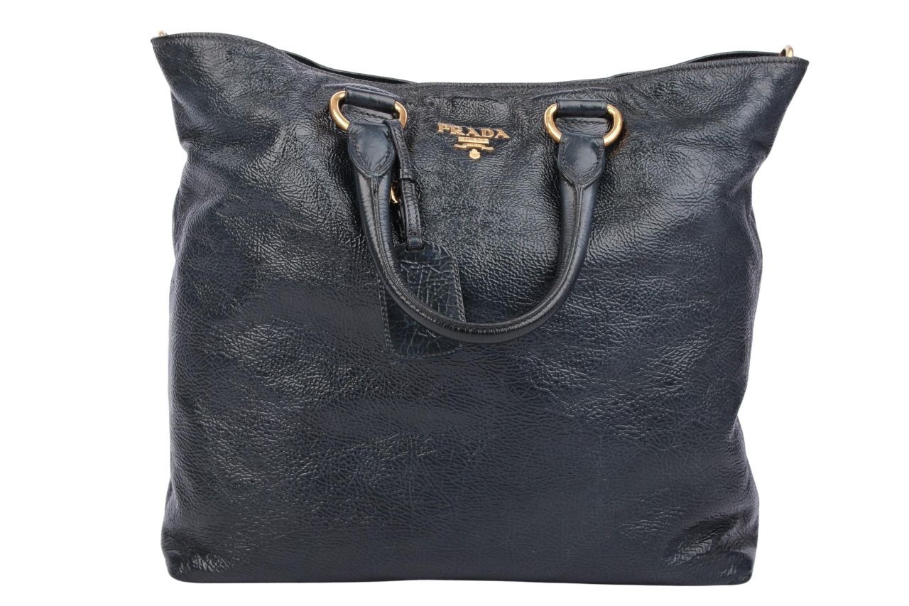 Prada Tote Bag Lackleder Schwarz
