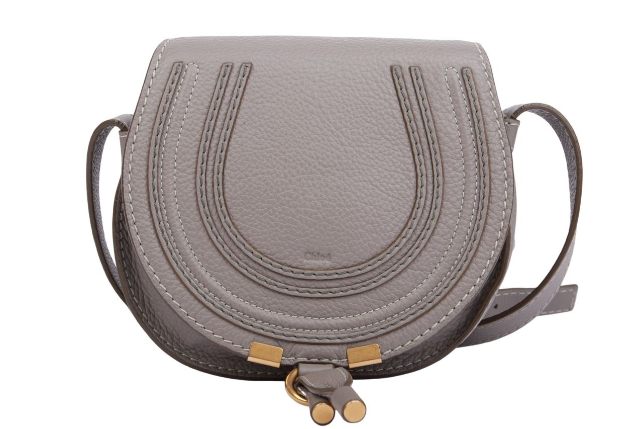 Chloé Marcie Mini Satteltasche Grau Leder