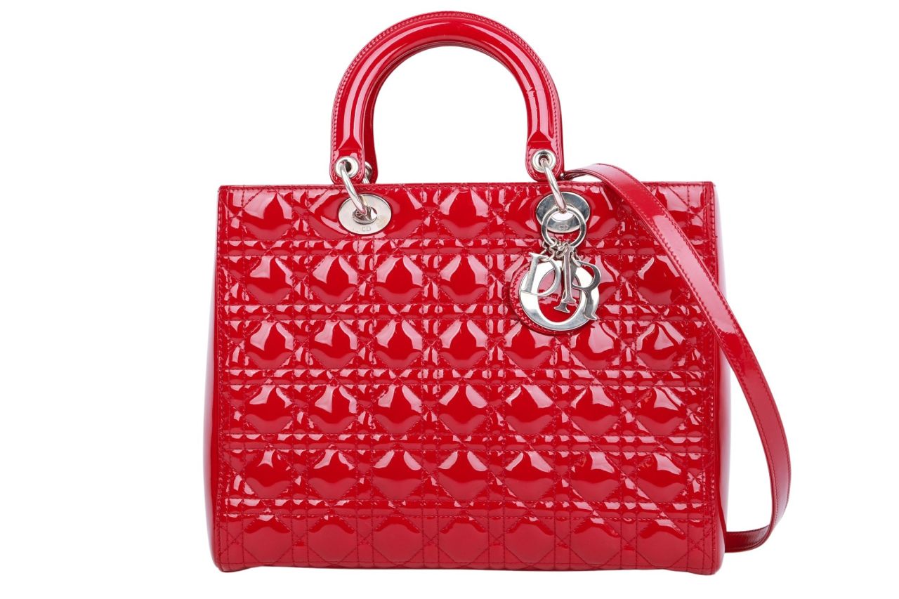 Lady Dior Lackleder Rot