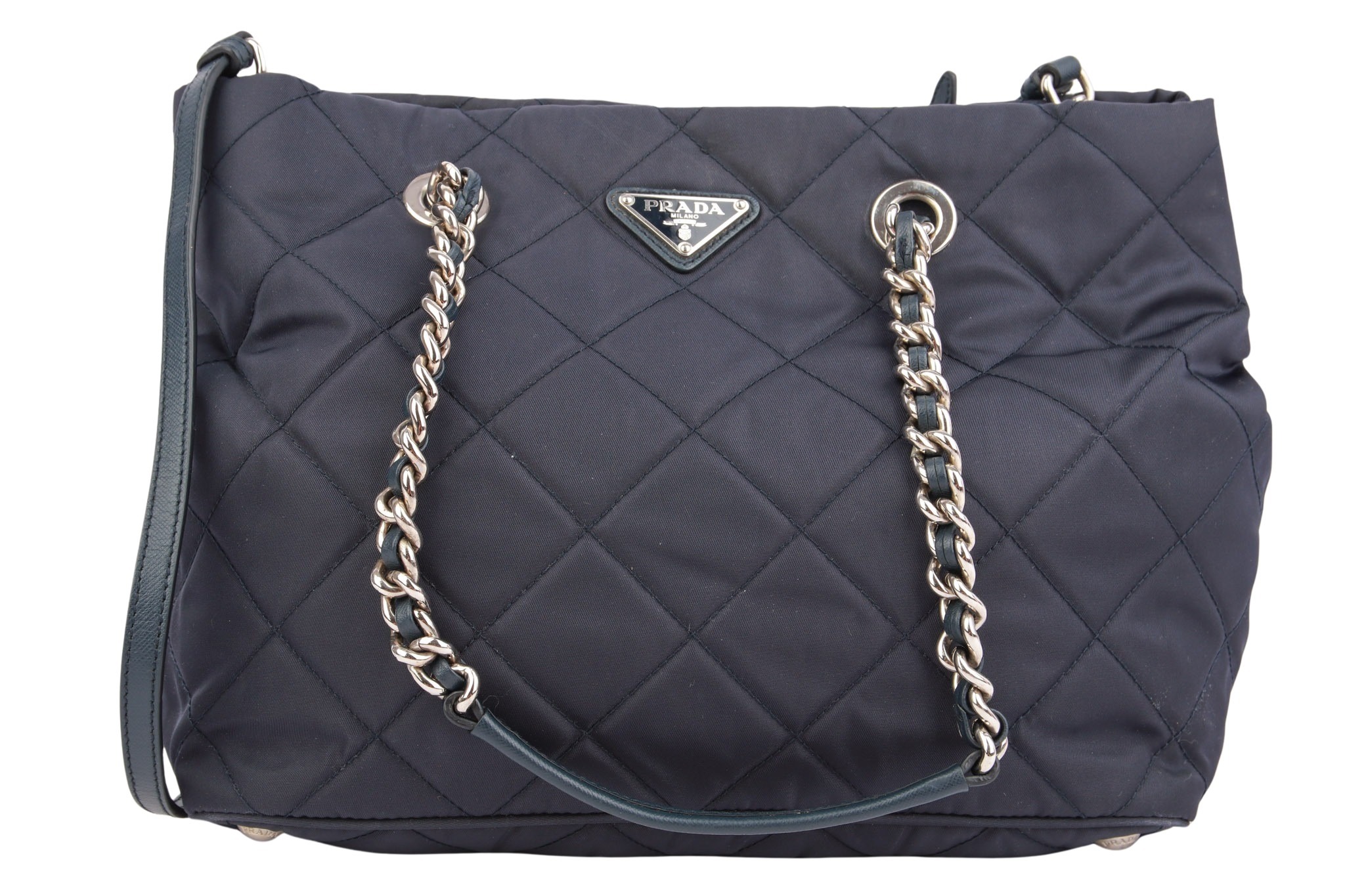 Prada Nylon Handtasche Gesteppt Dunkelblau