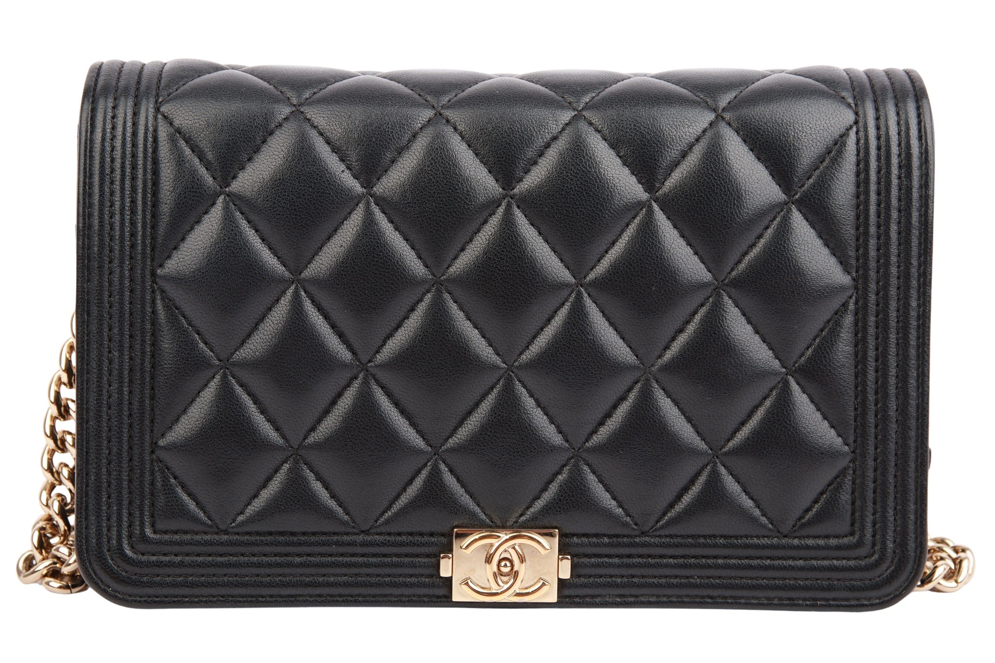 Chanel Boy Wallet on Chain Schwarz Leder