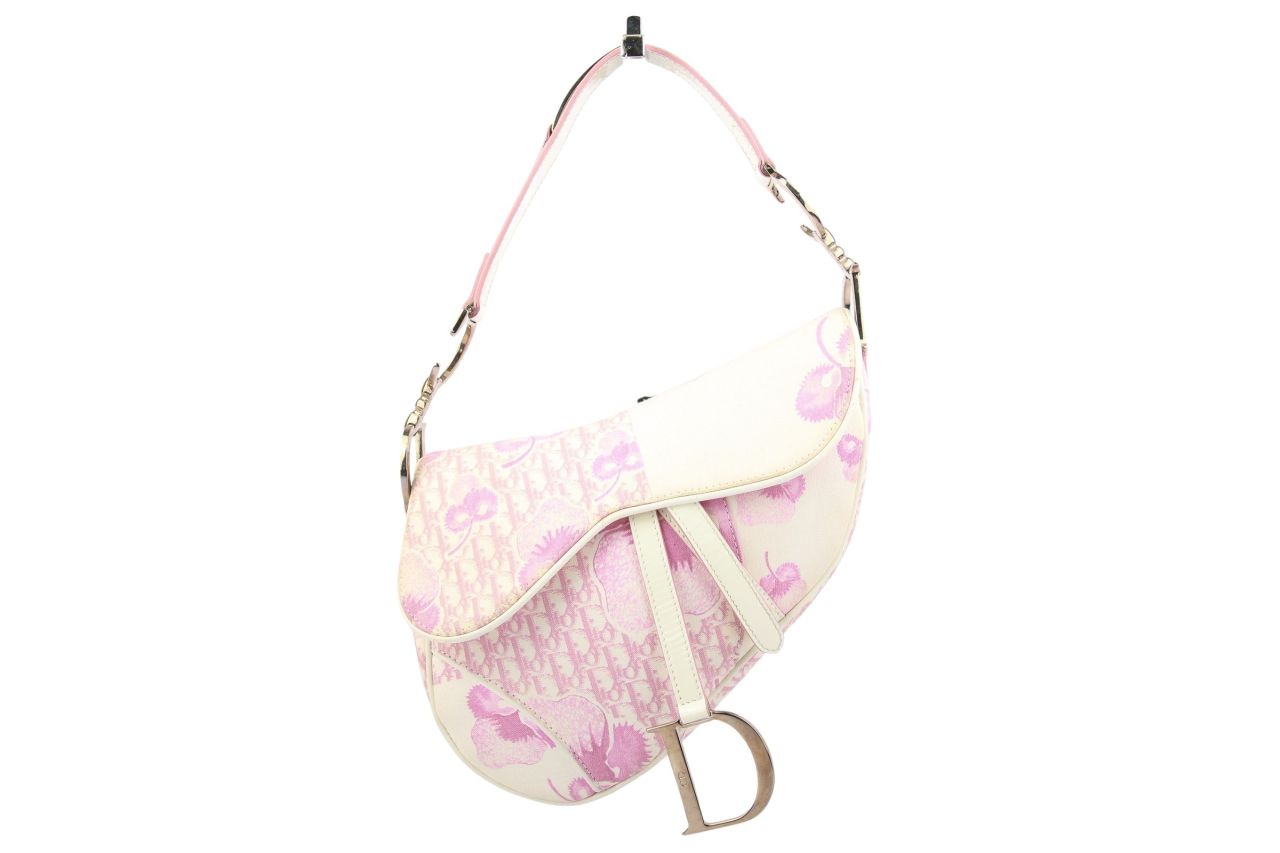 Dior Saddle Bag Oblique Rosa / Weiß