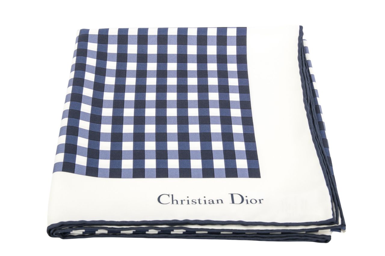 Christian Dior Seidentuch Blau / Weiß 80 x 80 cm