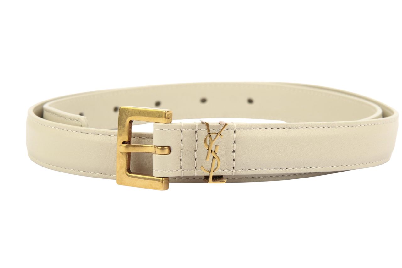 Saint Laurent Cassandre Gürtel Weiß Leder Gr. 80