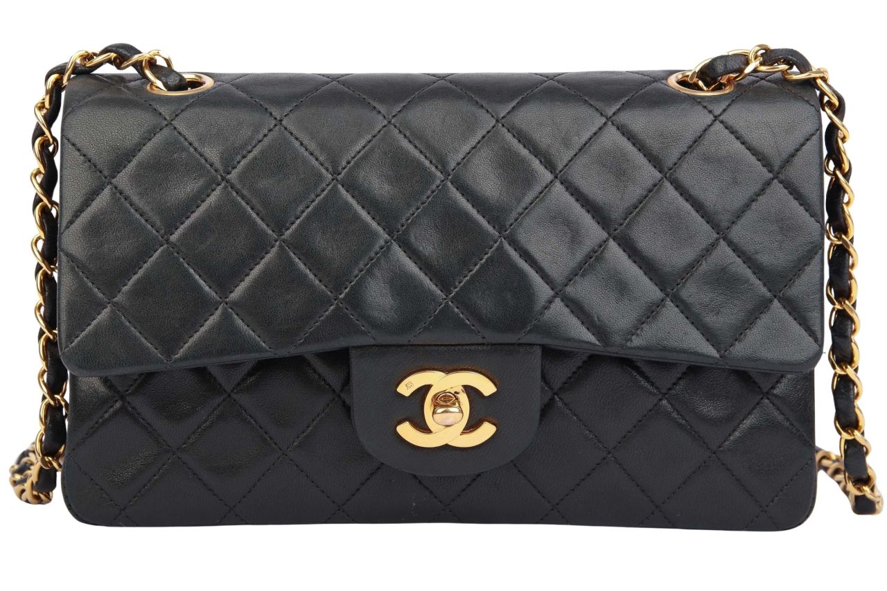 Chanel Double Flap Bag Small Leder Schwarz