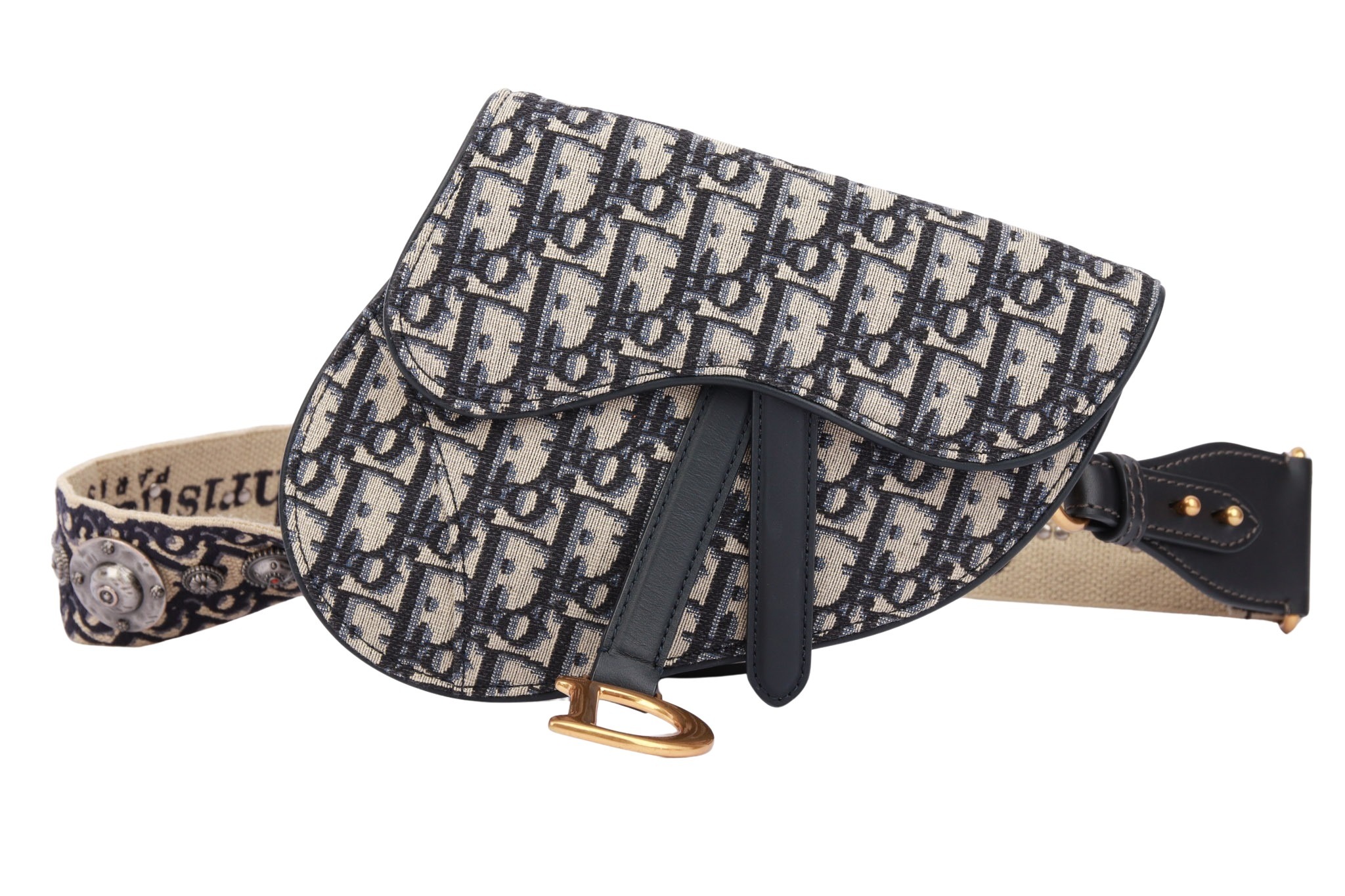 Dior Saddle Bag Jacquard Oblique Blau