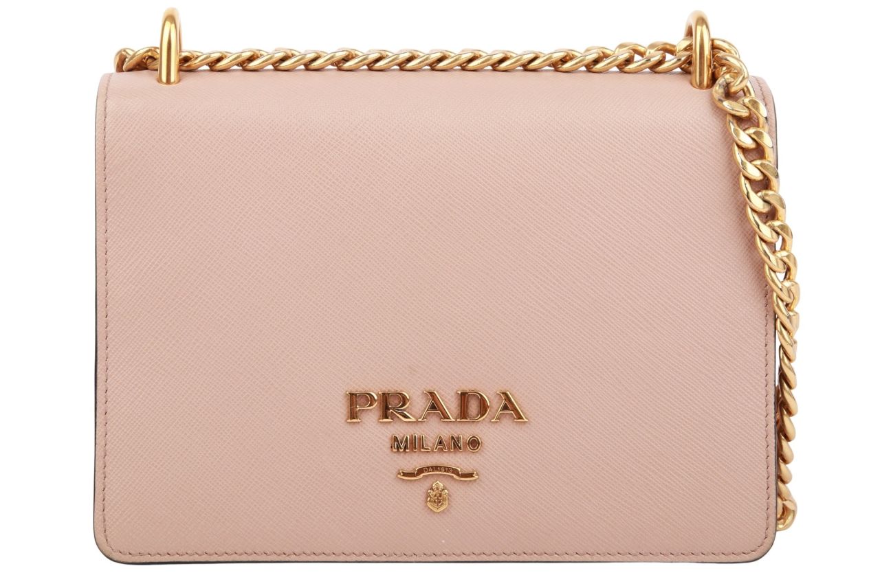 Prada Pattina Umhängetasche Saffiano Leder Rosé