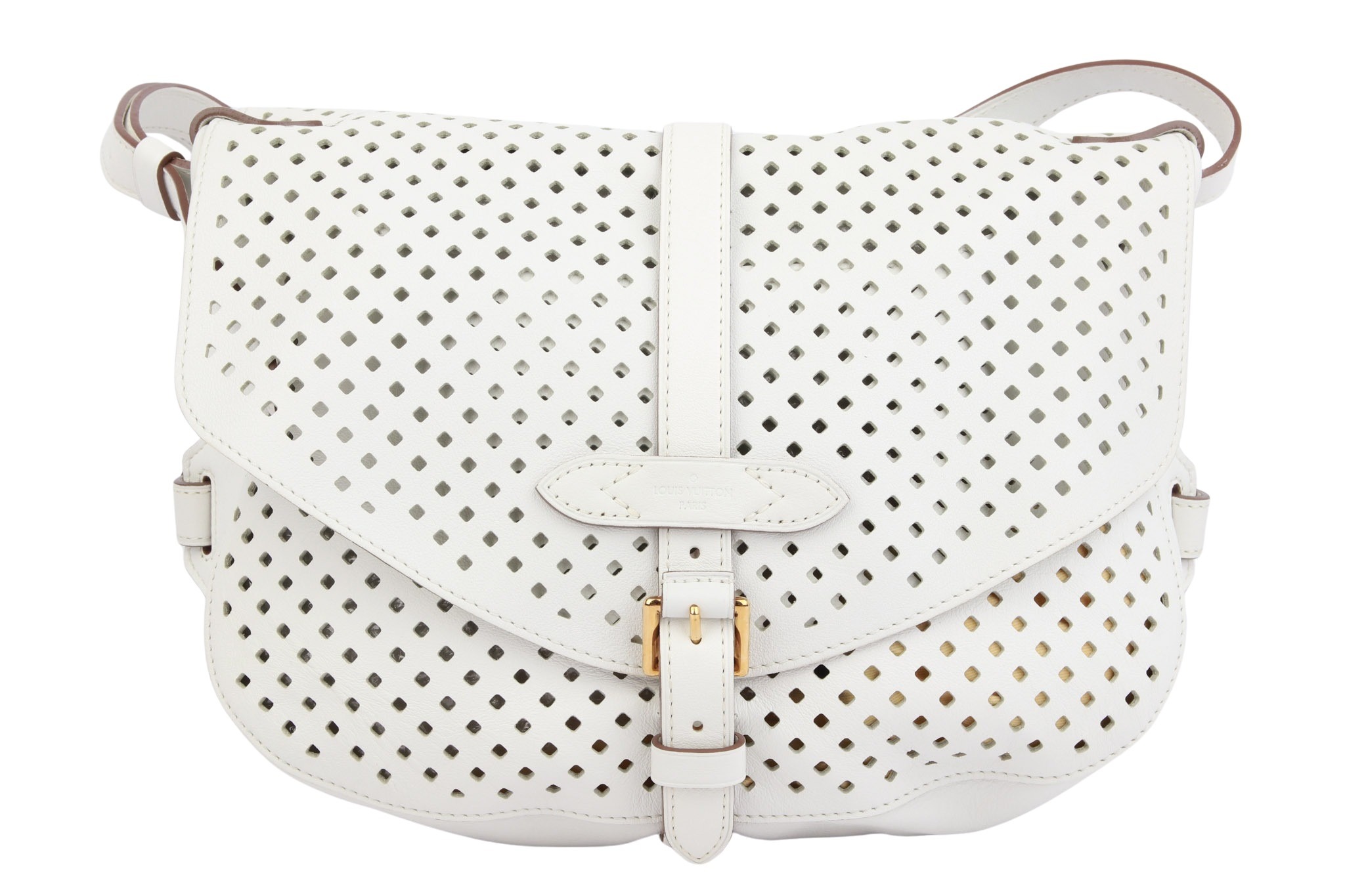 Louis Vuitton Saumur 30 White Flore Perforated Leather