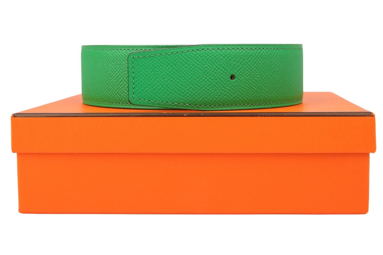Hermès Wendbarer Lederriemen in 38 mm in Grün und Orange