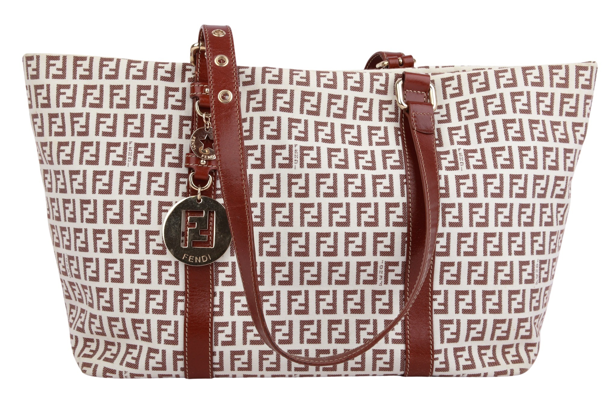 Fendi Zucchino Canvas Tote Bag Braun