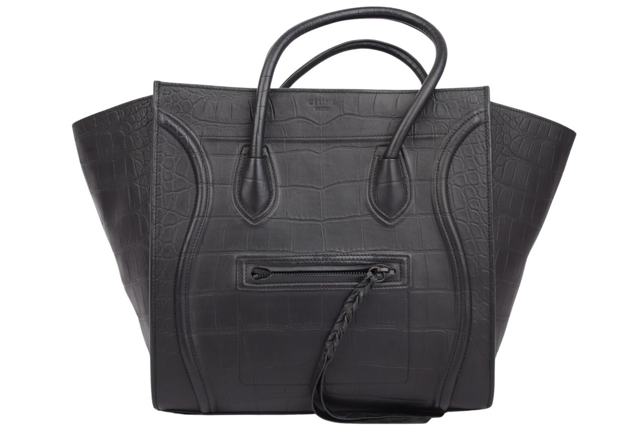 Céline Phantom Leder Schwarz Kroko Optik