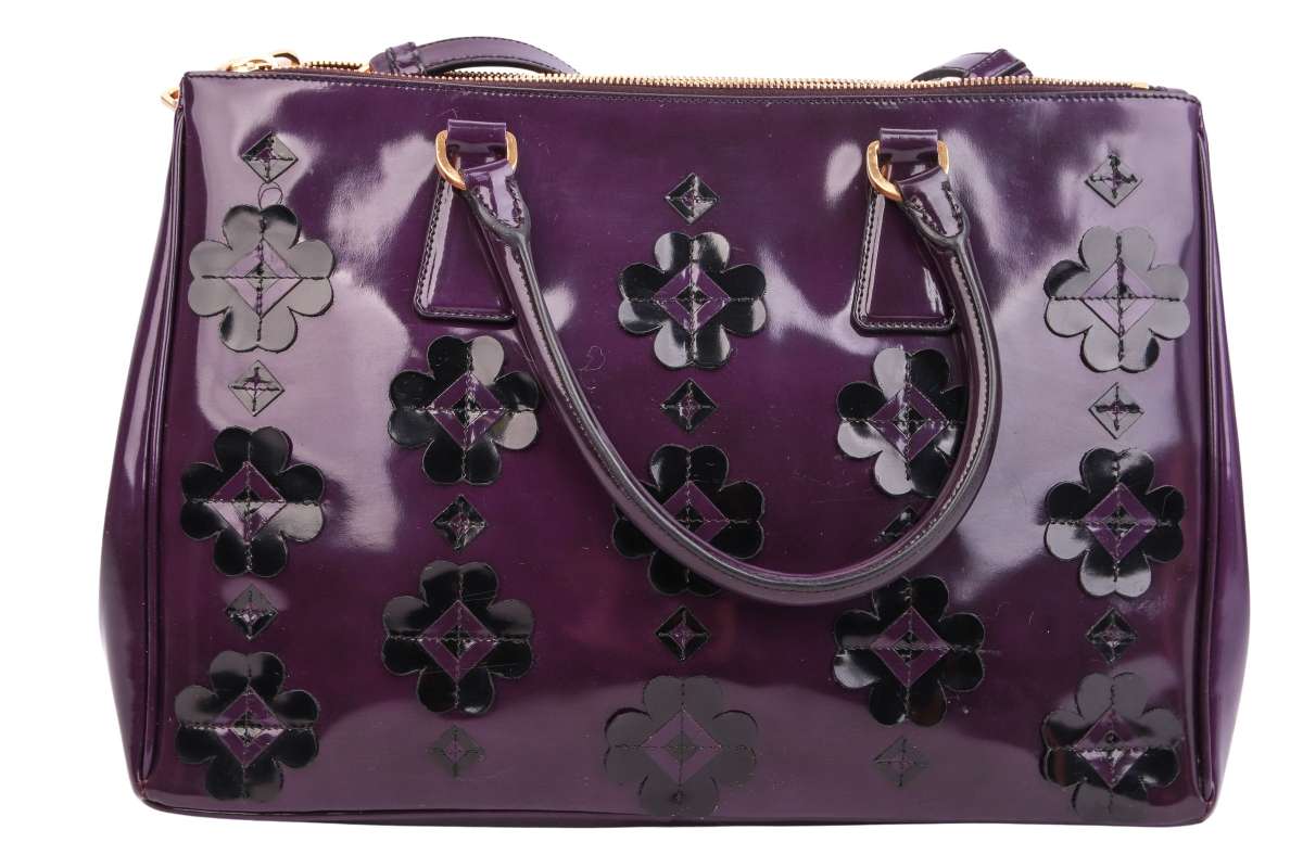 Prada Double Zip Medium Bag Flower Violet | Luxussachen.com