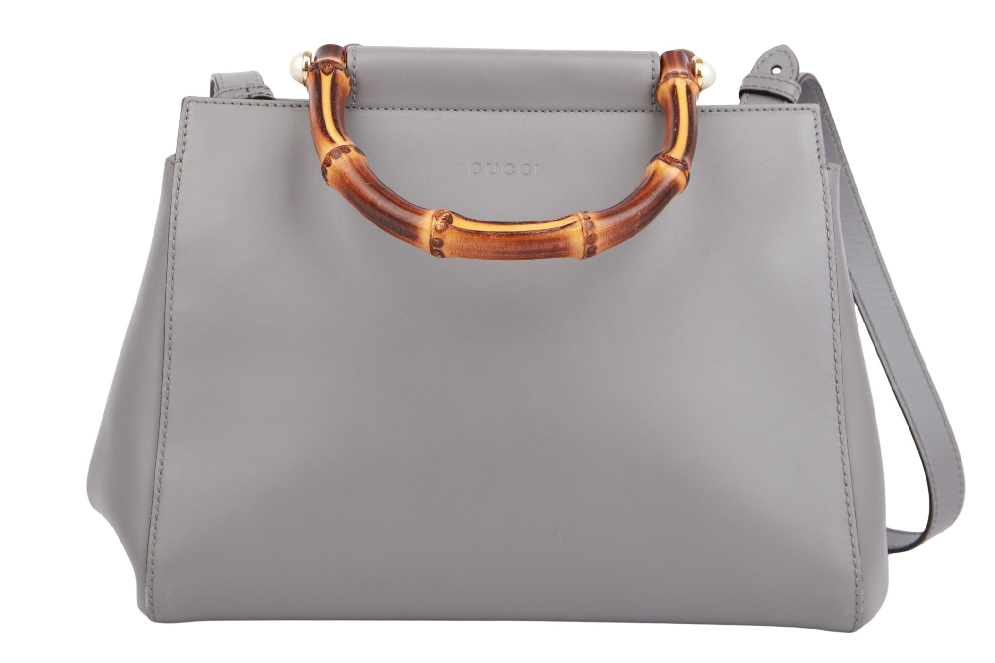 Gucci Nymphaea Bamboo Bag Grau Leder