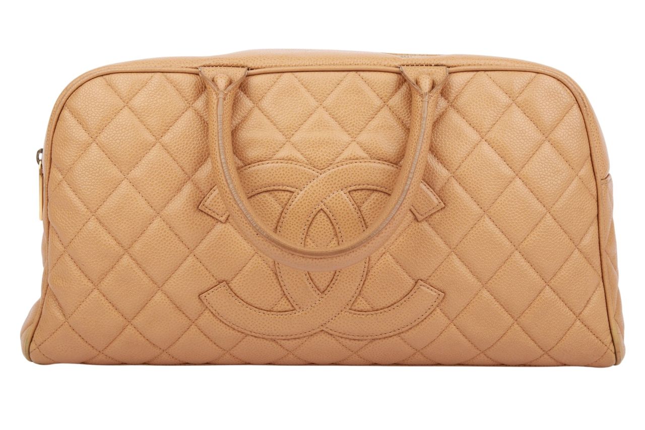 Chanel Bowling Bag Kaviar Leder Beige
