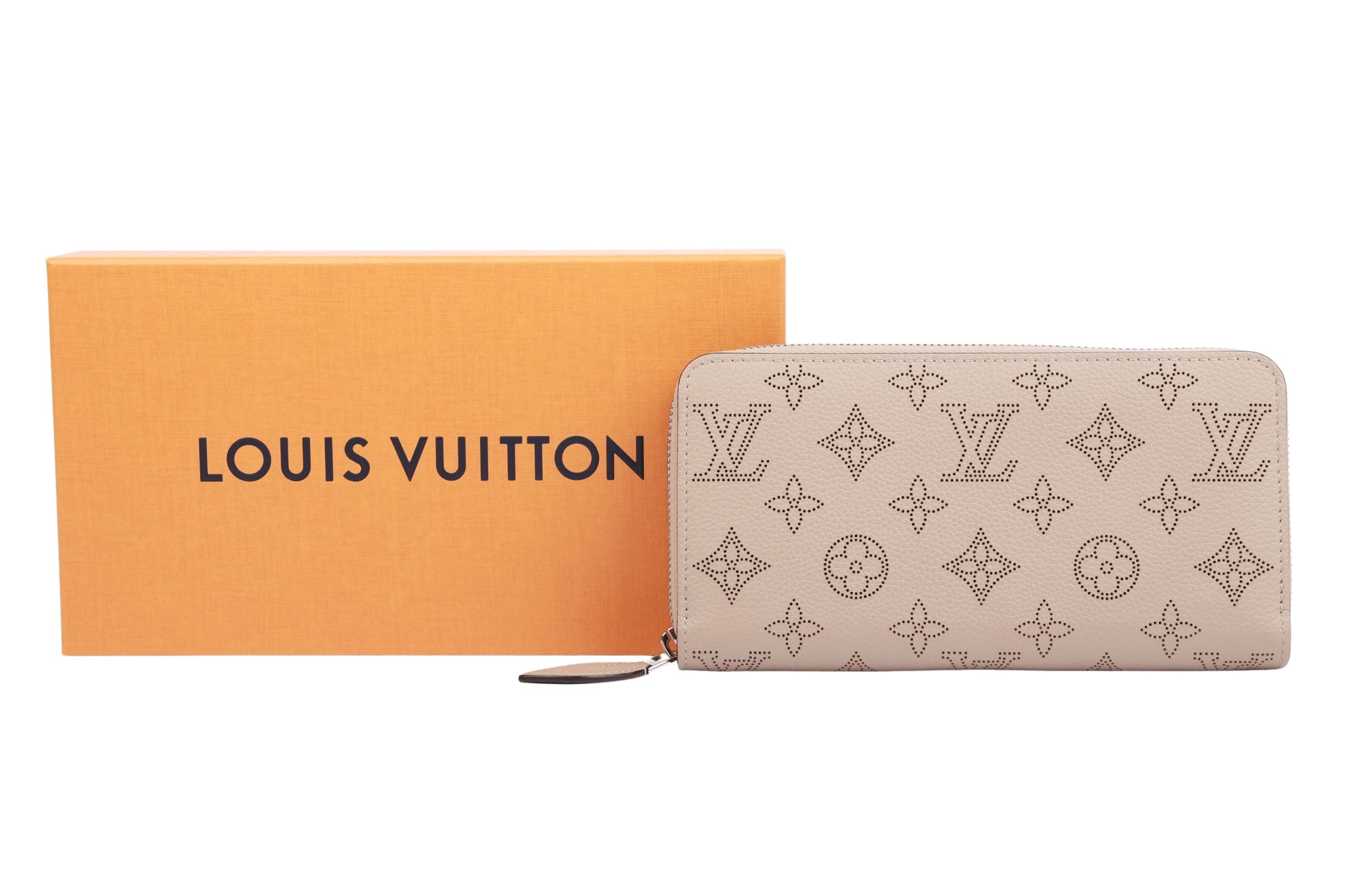 Louis Vuitton Zippy Portemonnaie Monogram Mahina Leder Taupe